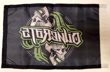 DuneRats Custom ATV, UTV, MC Safety Whip Flag 12"x18" DuneRats Green Skull with Sleeve