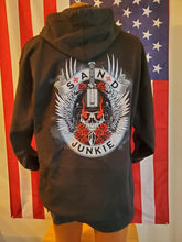 Adult Men's Black Zip Hoodie with Sand Junkie Skull Roses - OWR Clothing